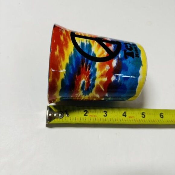 Peace Texas Motor Speedway Coffee Mug Car Racing Symbol Tie Dye Rainbow 12 oz - Picture 6 of 9